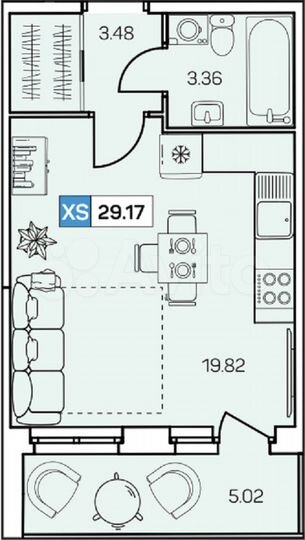 Квартира-студия, 29,2 м², 1/8 эт.