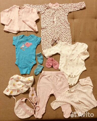 Одежда пакетами 0-3 мес, 62 см, на девочку