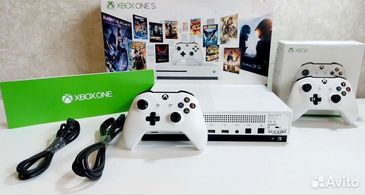 Xbox One S 1 TB+2 джостика+450 топ игр