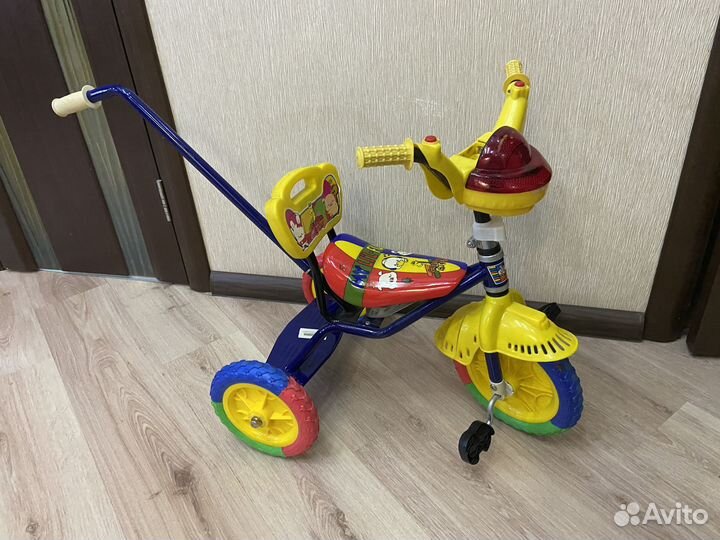 Детский велосипед с родительской ручкой, самокат