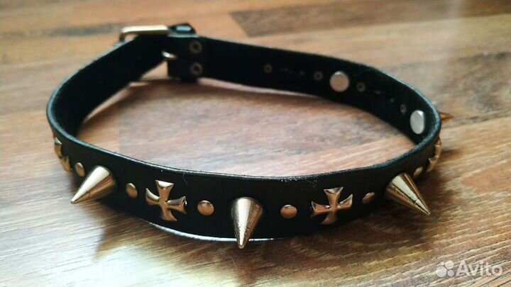 Чокер/браслет с шипами, из натуральной кожи