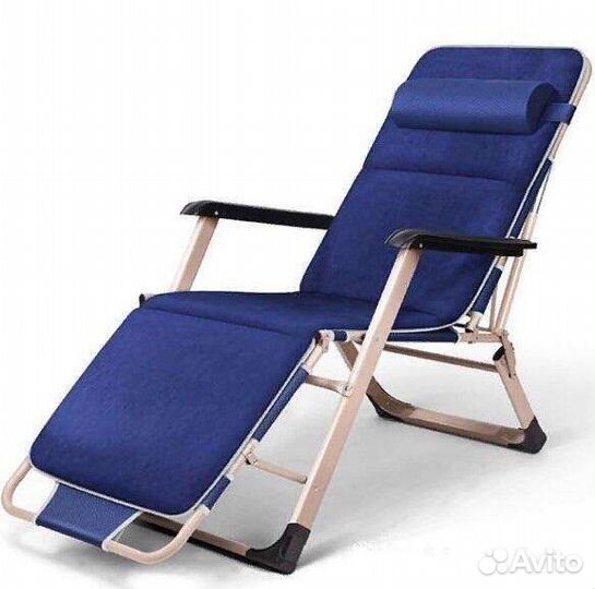 Кресло шезлонг с матрасом (синий)
