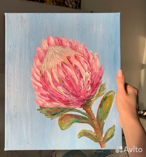 Картина текстурная, цветок Протея