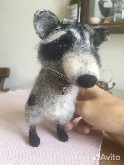 Валяные игрушки лиса и енот, Тильда кот