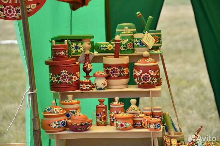 Бочонки, сахарницы, шкатулки с росписью