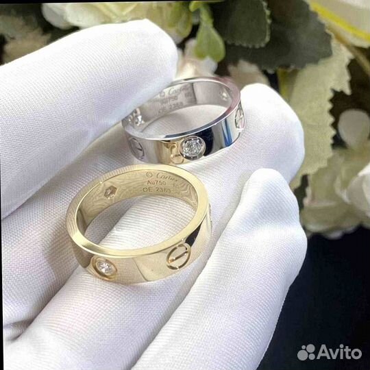 Кольцо Cartier Love, белое золото 585 пробы 0,22ct