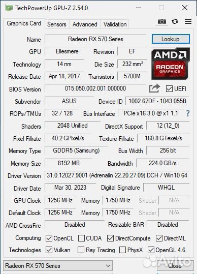 Видеокарты AMD RX 570 8Gb