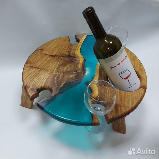 Столярный мастер класс Винный столик с эпоксидкой