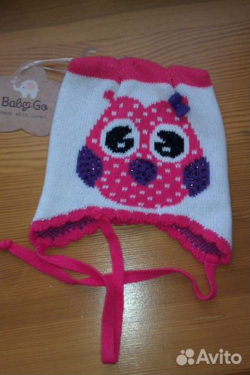 Шапка Baby Go новая и шапочка вязаная до года