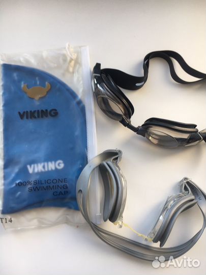 Очки для плавания, шапочка силиконовая