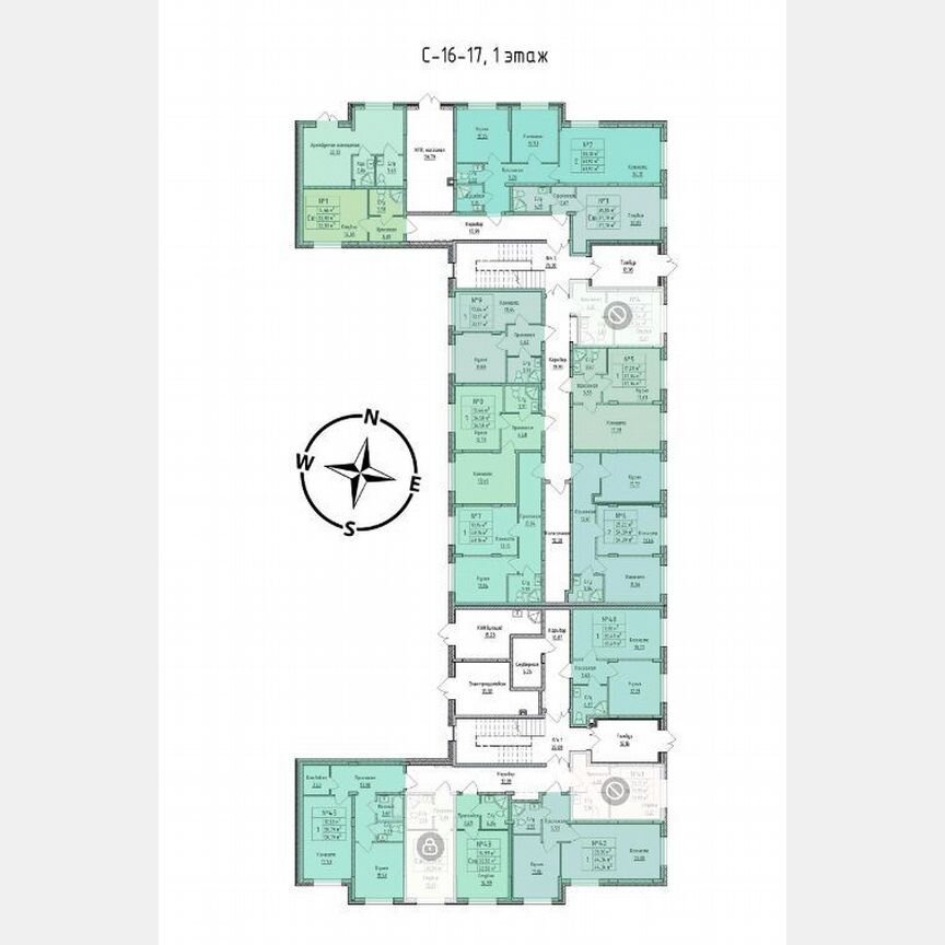 1-к. квартира, 44,3 м², 1/4 эт.