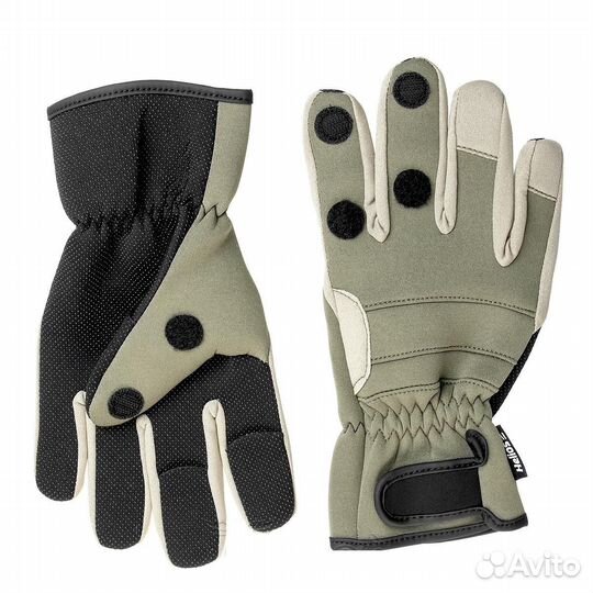 Перчатки рыбацкие неопрен. на липучке Хаки HS-HY-D