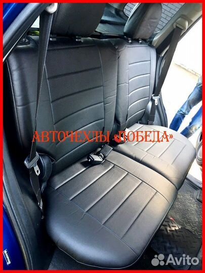 Чехлы Toyota Rav4 2 из экокожи чёрные Классика