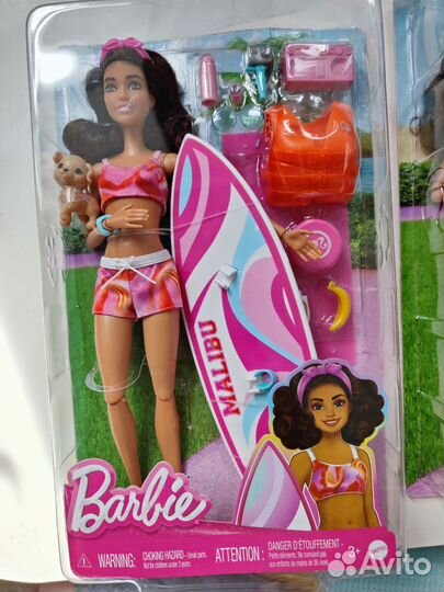 Кукла барби экстра сёрфинг с собачкой шарнирная