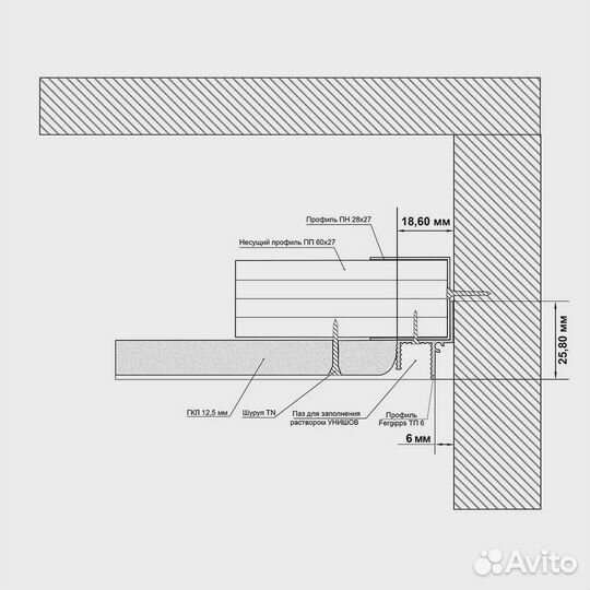 Профиль тп 6 FerGipps (теневой профиль)
