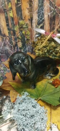 Такса фарфоровая статуэтка