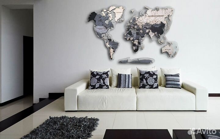 Карта мира из дерева