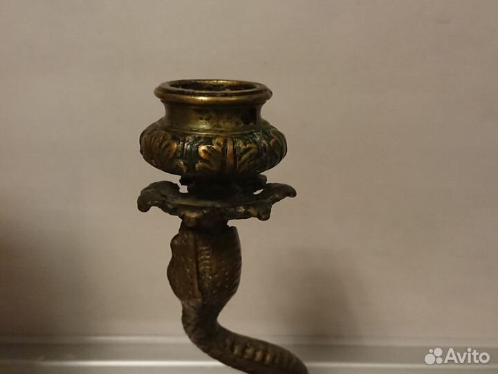 Подсвечник старинный бронза. Змея
