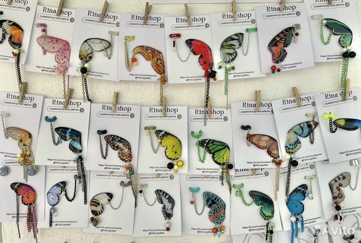 Серьги бабочки (моно серьга + кафф)