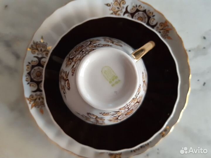Фарфоровое кофейное трио Рига новое Винтаж