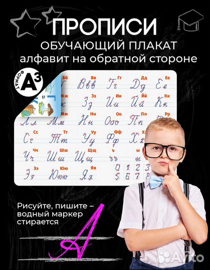 Плакат алфавит и пропись, два в одном