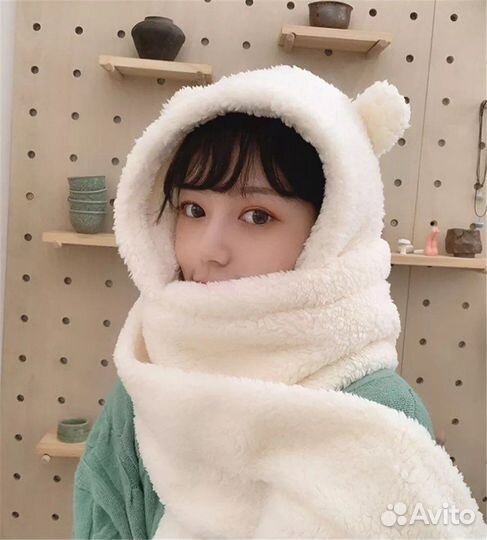 Комплект шапка шарф шерсть шапка с ушками