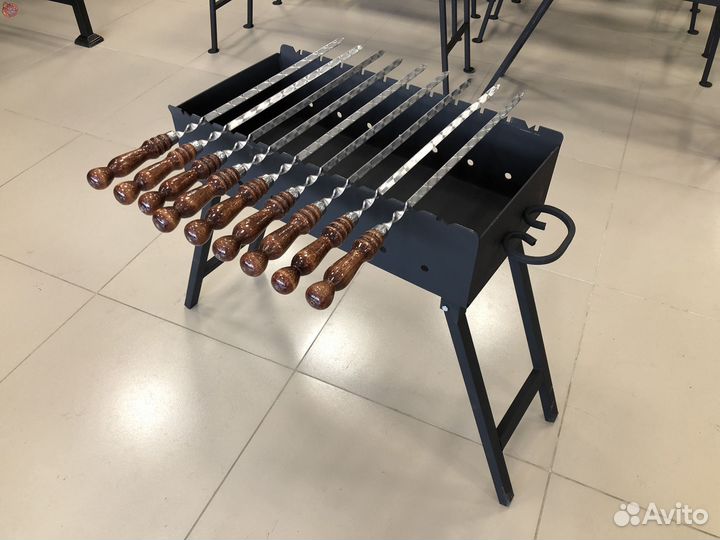 Мангал 3 мм 60х30х16 см, складные ножки