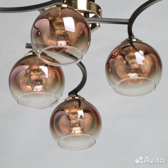 Люстра металл и стекло в спальню модерн