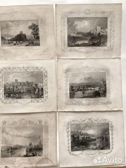 Темза река. Роскошные Старинные гравюры 1837г