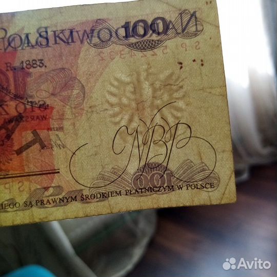 Банкнота 100 злотых 1986г