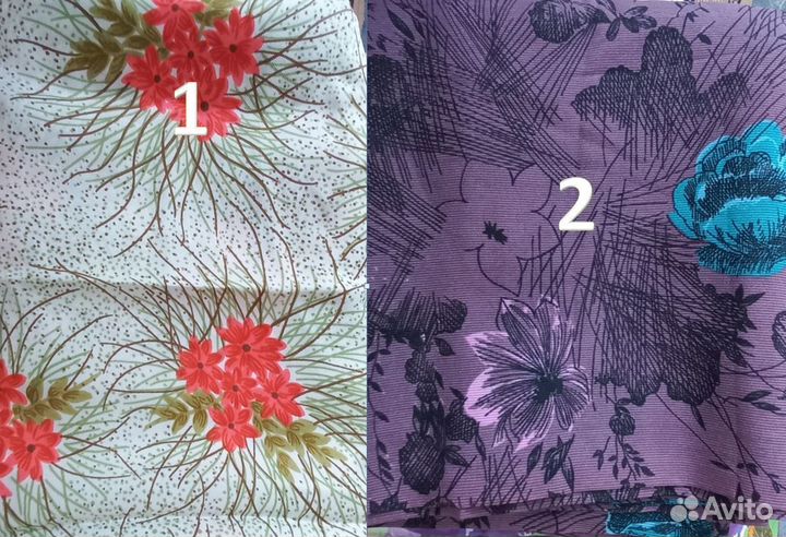 Отрезы ткани СССР ситец, шелк, сатин, шерсть