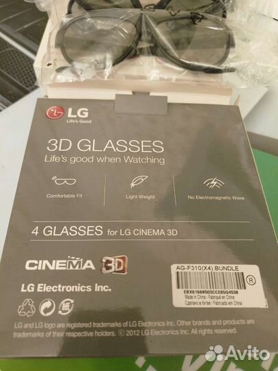 3D-очки LG AG-F310 4 штуки, черные