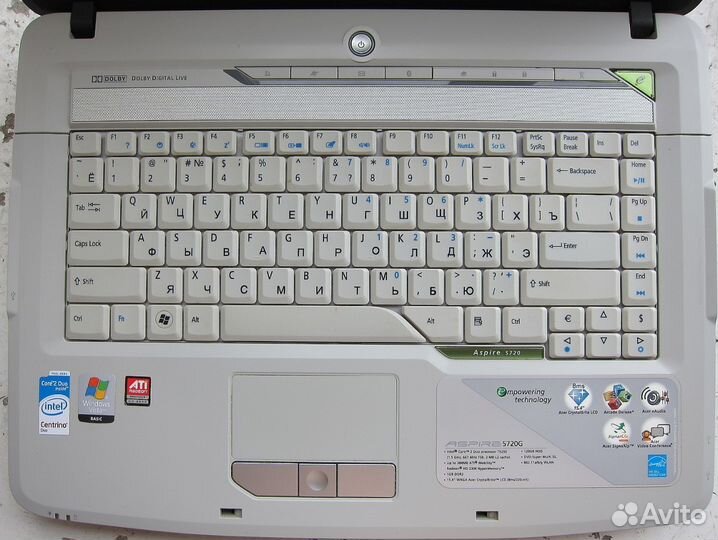 Acer Aspire 5720g. Core 2 Duo, 2 ядра. Память 2 Gb