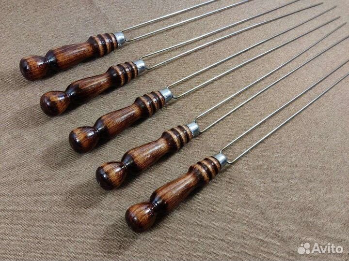 Шампуры из нержавейки с деревянной ручкой