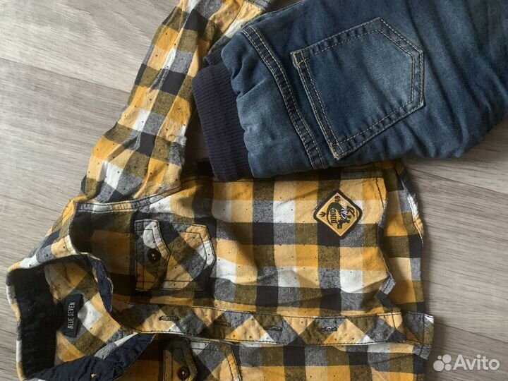 Комплект джинсы и рубашка 74-80