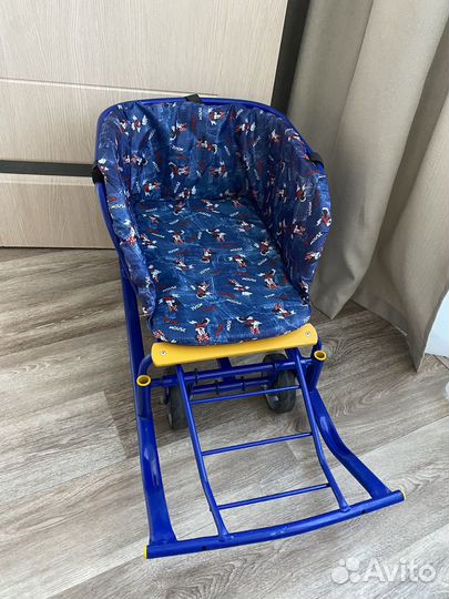 Санки на колесах+ мягкая сидушка