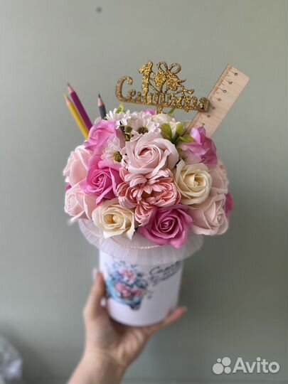Букет для учителя, мыльные цветы