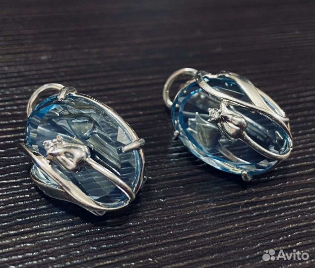 Серебряные серьги с топазом