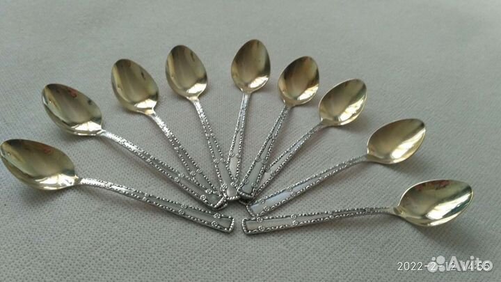 Ложки кофейные мельхиор.позолота