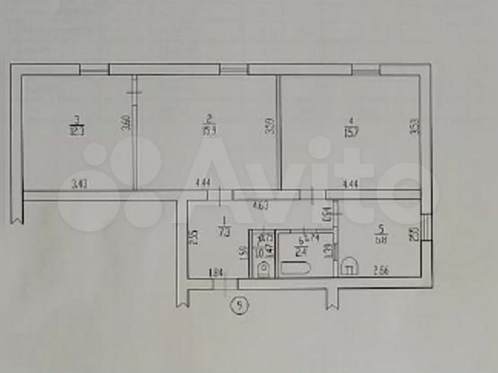 Аукцион: 3-к. квартира, 61 м², 1/2 эт.