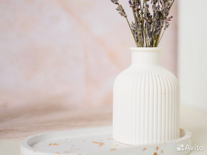 Ваза декоративная сканди из гипса для сухоцветов