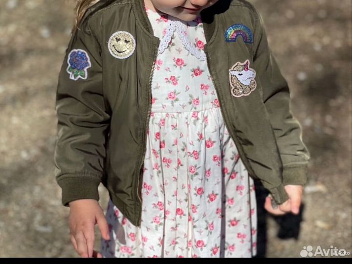 Бомбер для девочки zara 86-92 хаки