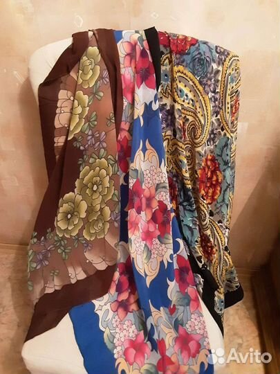 Платок натуральный шелк винтаж СССР