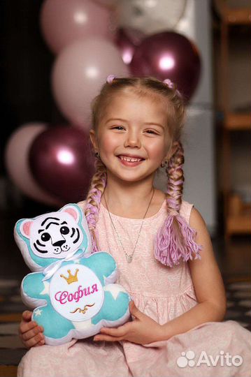 Тигренок с метрикой, именная игрушка, подушка