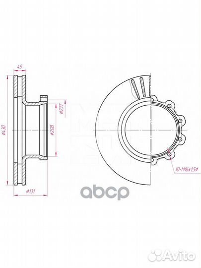 M2000001 диск тормозной 430/208x45/131 10n-237