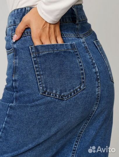 Длинная джинсовая юбка макси 46