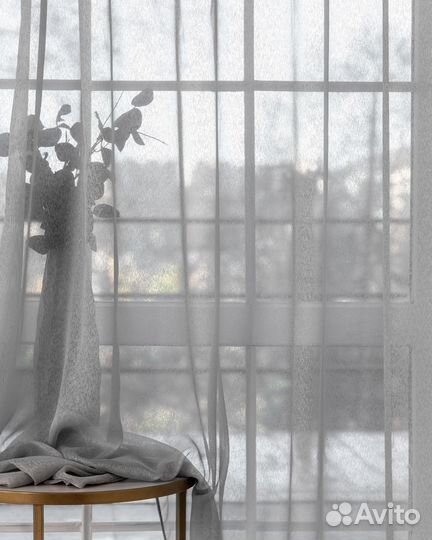 Тюль дебора серый готовый на окна пошив