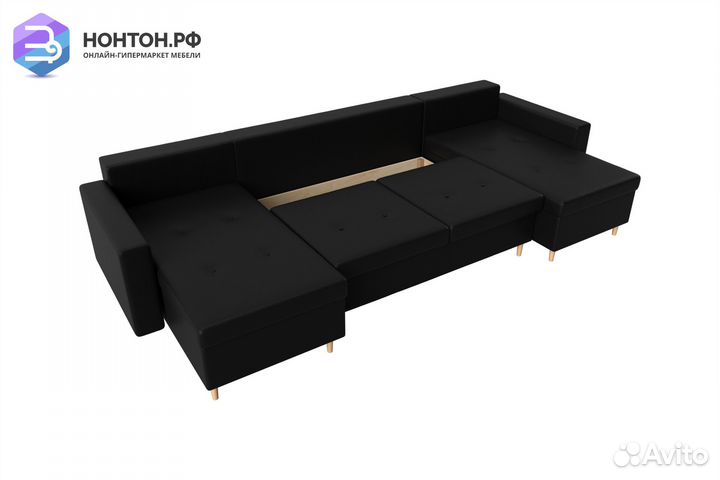 Диван п-образный пантограф Белфаст экокожа черная