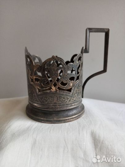 Подстаканник серебряный 875 проба чернение кубачи