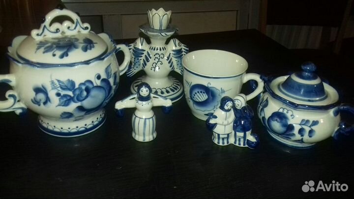 Гжель голубая